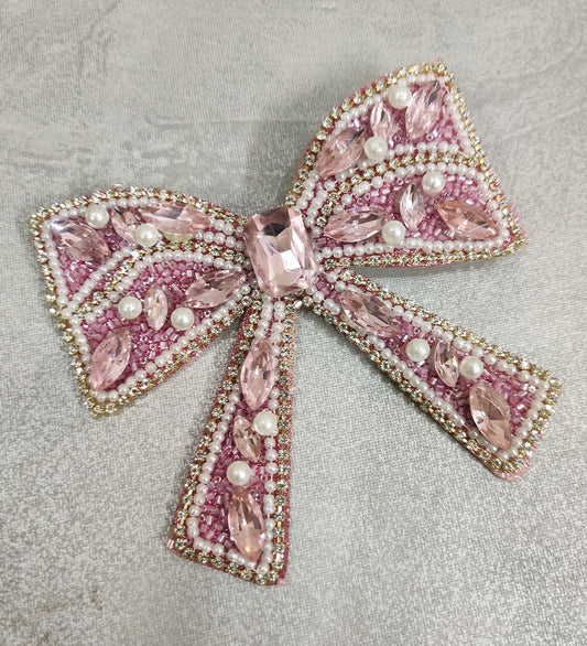 Pink Embellished Hair Bow Clip