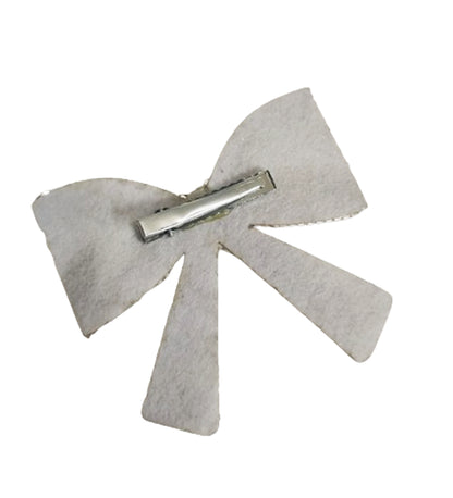 Silver Embellished Hair Bow Clip
