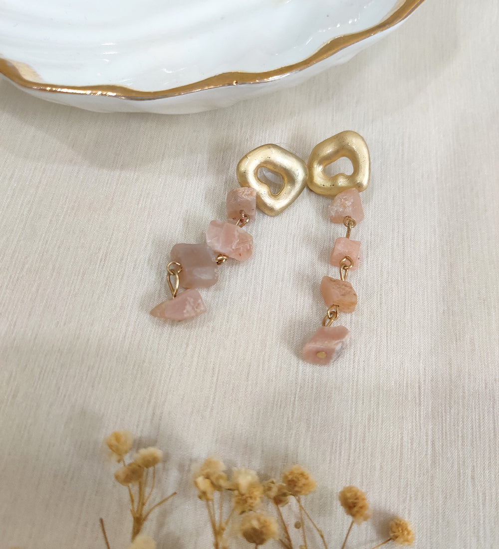 Orange Gemstone Crystal Stone Dangle Earrings