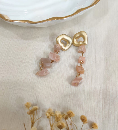 Orange Gemstone Crystal Stone Dangle Earrings