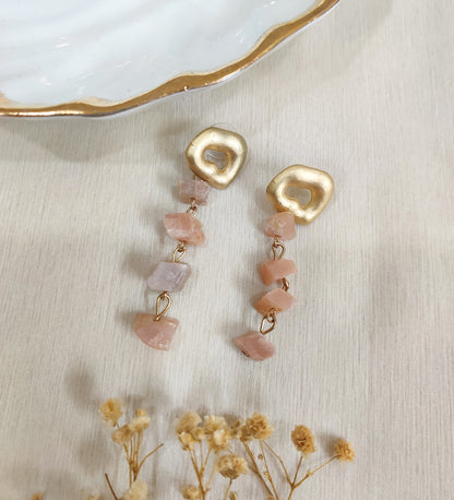 Orange Gemstone Crystal Stone Dangle Earrings