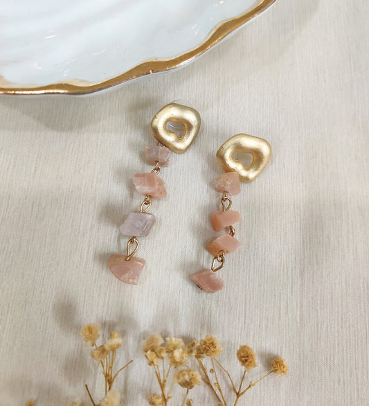 Orange Gemstone Crystal Stone Dangle Earrings