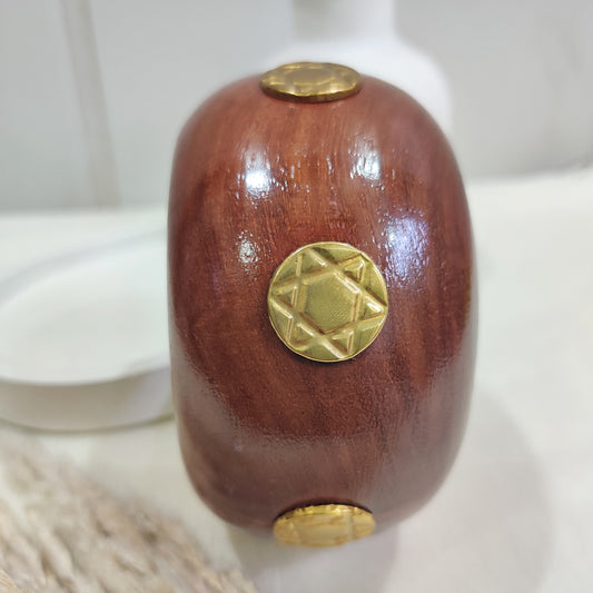 Boho Statement Wooden Cuff Bangle with Star Gold Accents