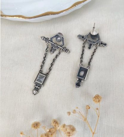 Antique Silver Tassel Drop Earrings