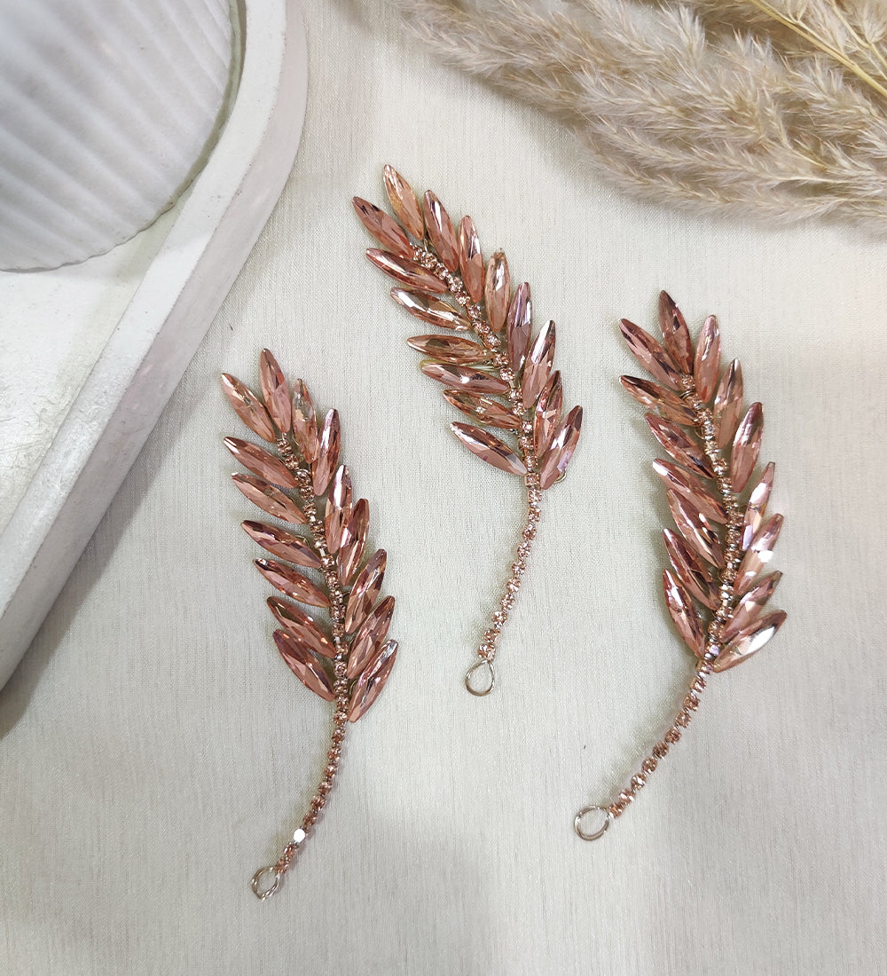 Rose Gold Crystal Rhinestone Leaf