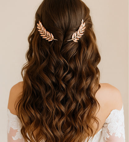 Rose Gold Crystal Rhinestone Leaf