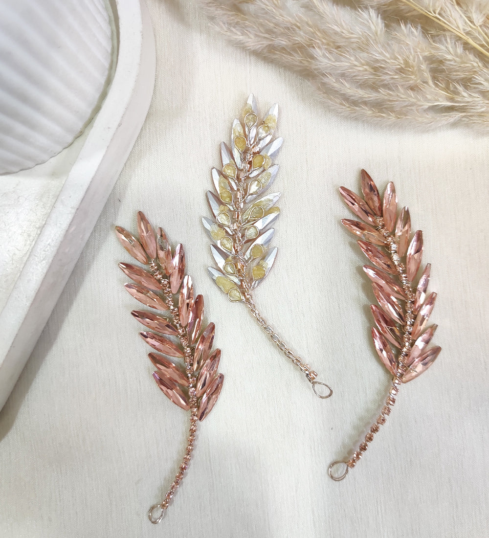 Rose Gold Crystal Rhinestone Leaf