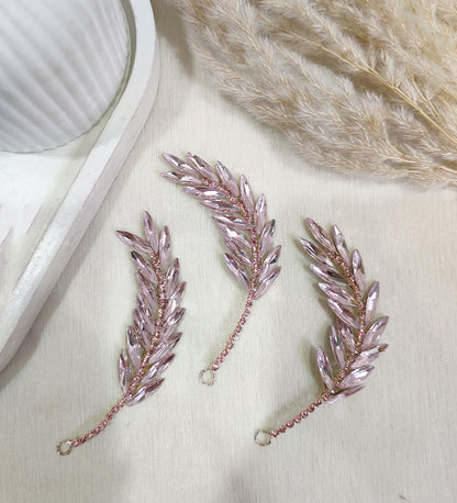 Pink Crystal Rhinestone Leaf