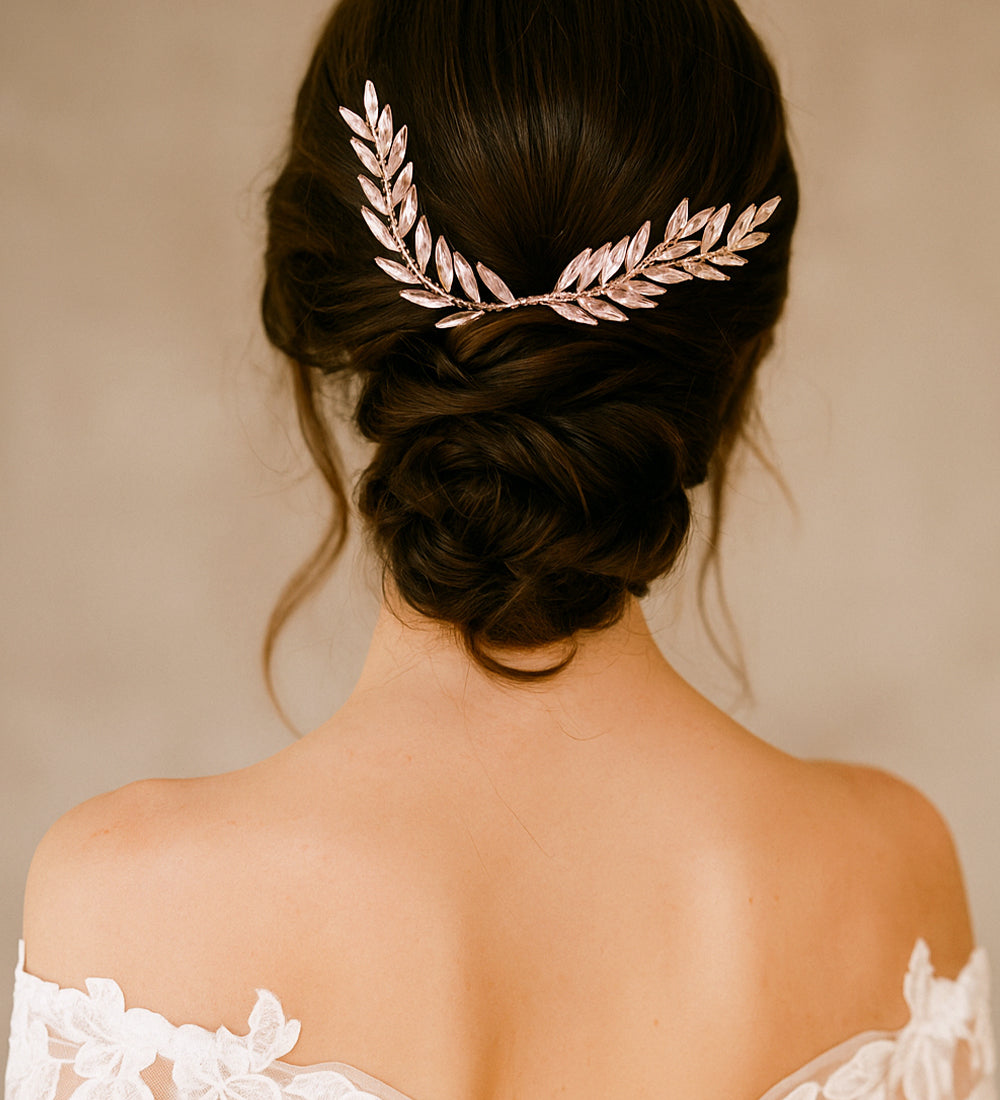Pink Crystal Rhinestone Leaf