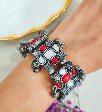 Vintage Grey and Red Stone Adjustable Kada