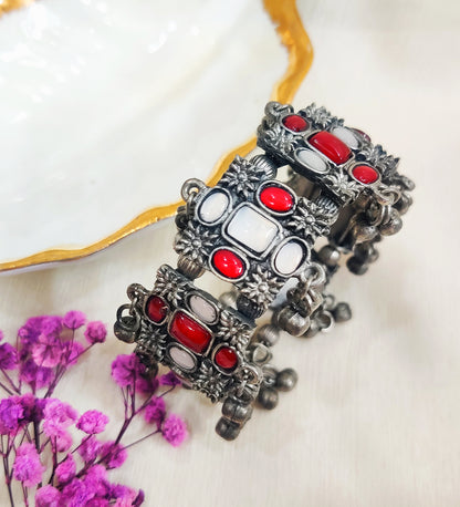 Vintage Grey and Red Stone Adjustable Kada