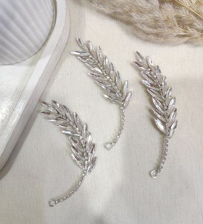 Silver Crystal Rhinestone Leaf