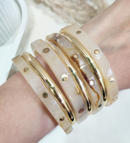 Gold–Ivory Bangle Stack for Women