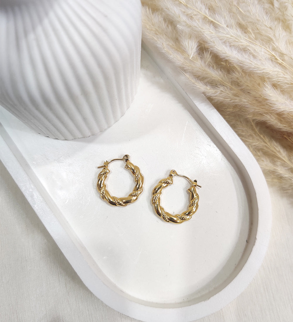 Trinket Twirl Gold Plated Hoop Earrings