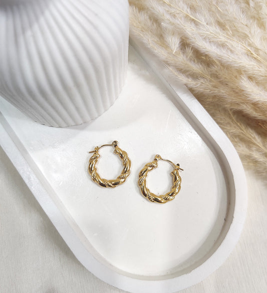 Trinket Twirl Gold Plated Hoop Earrings