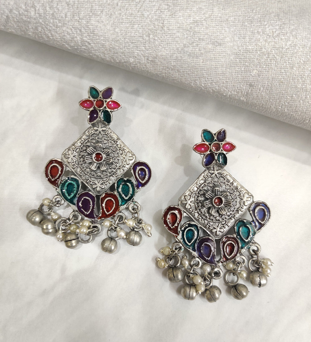 Vintage Multicolour Flower Earring