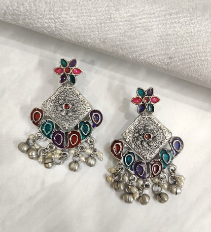 Vintage Multicolour Flower Earring