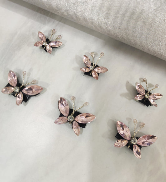 Pink Crystal Butterfly Velcro Stickon