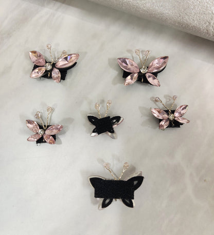 Pink Crystal Butterfly Velcro Stickon