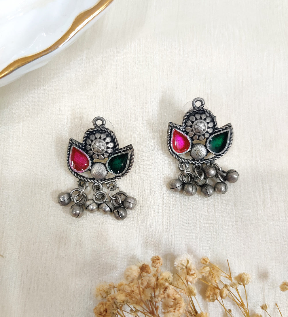 Multicolour Oxidised Choker and Earring Set