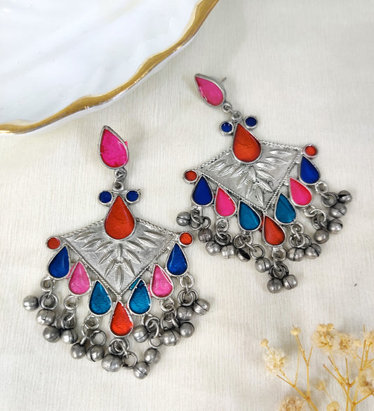 Afghani Multicolour Mirror Earrings
