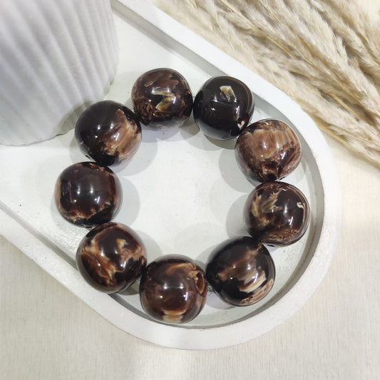 Earth-Tone Resin Bead Bracelet