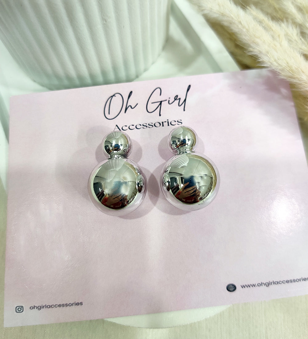 Silver Dual Ball Design Earrings