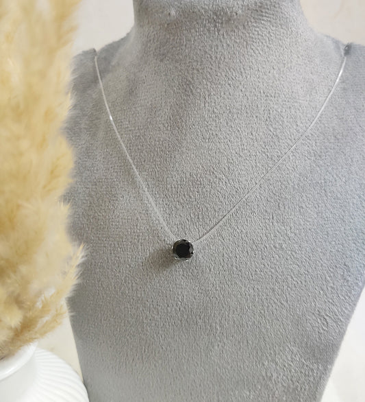 Black Stone Pendant Transparent Neck Chain