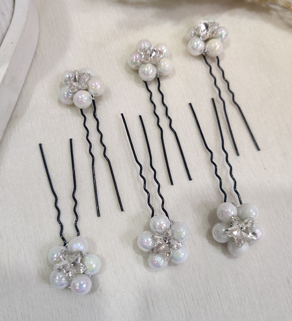 Elegant Pearl Flower Hair Pins