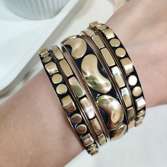 Bold Glam Gold & Black Bangle Set