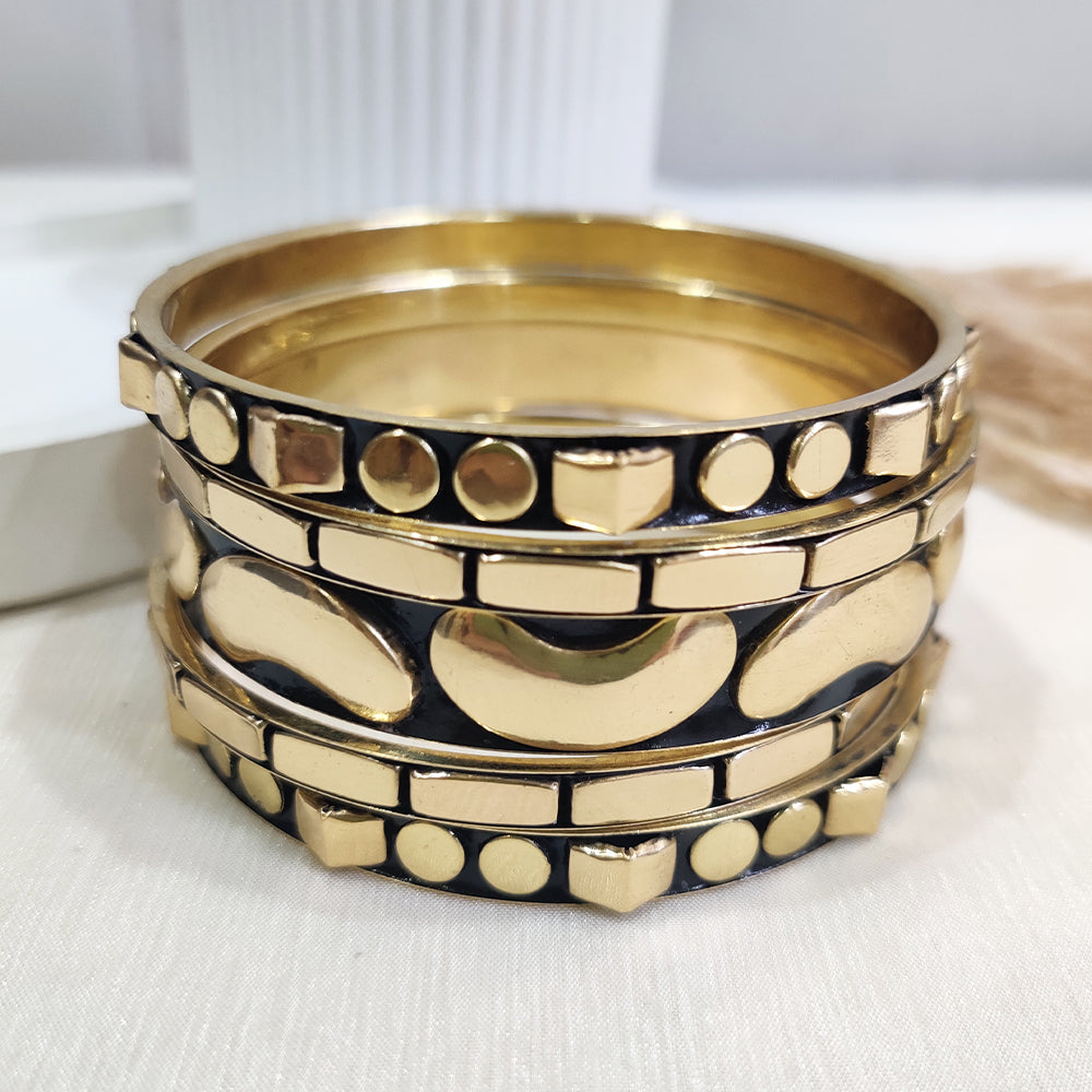 Bold Glam Gold & Black Bangle Set