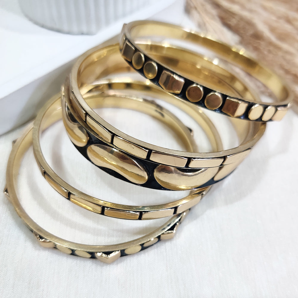 Bold Glam Gold & Black Bangle Set
