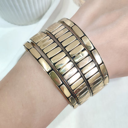 Modern Gold Block Design Bangle Stack