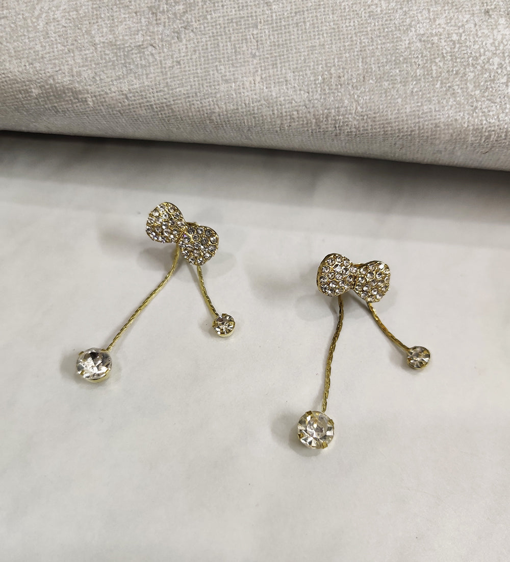 Golden Bow Style Two Way Earrings