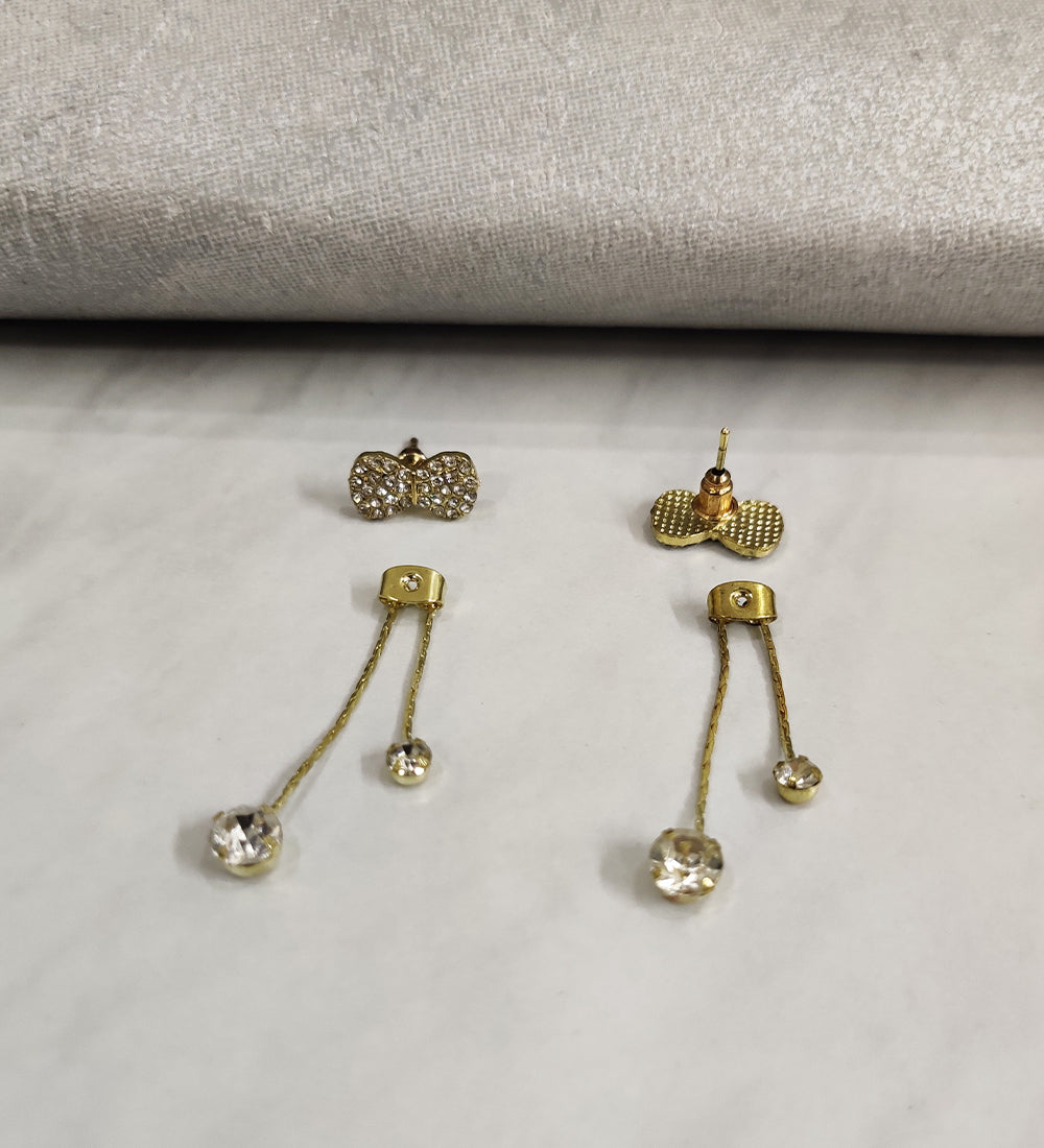 Golden Bow Style Two Way Earrings