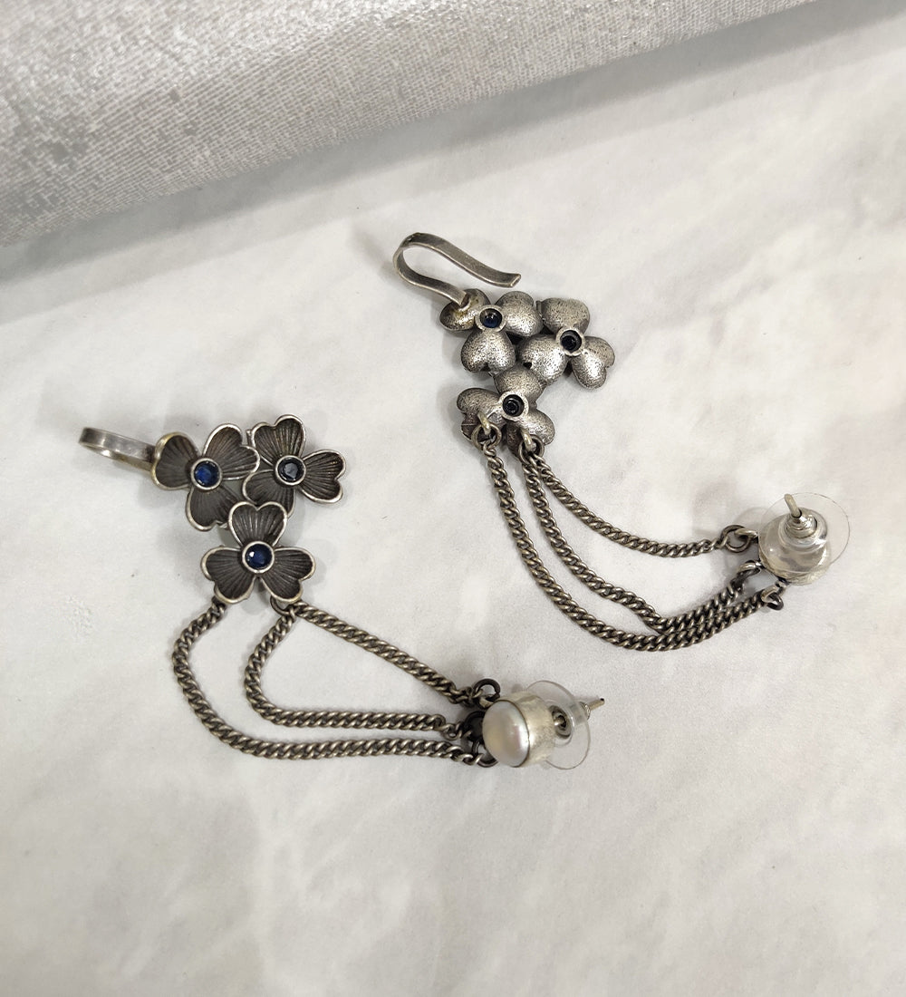 Blue Stone Ear Cuff Earrings