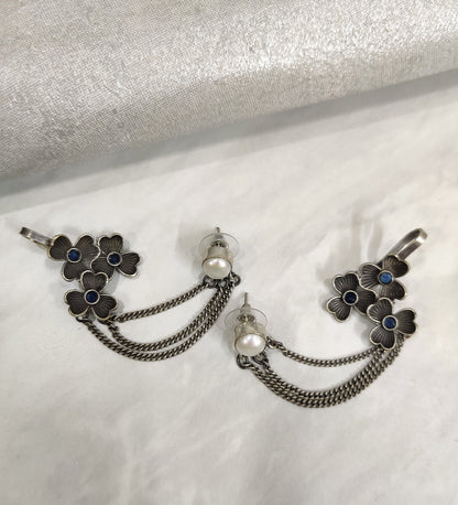 Blue Stone Ear Cuff Earrings