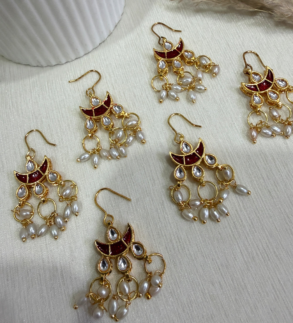 Kundan Moon Pearl Drop