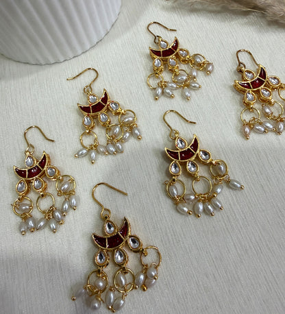 Kundan Moon Pearl Drop