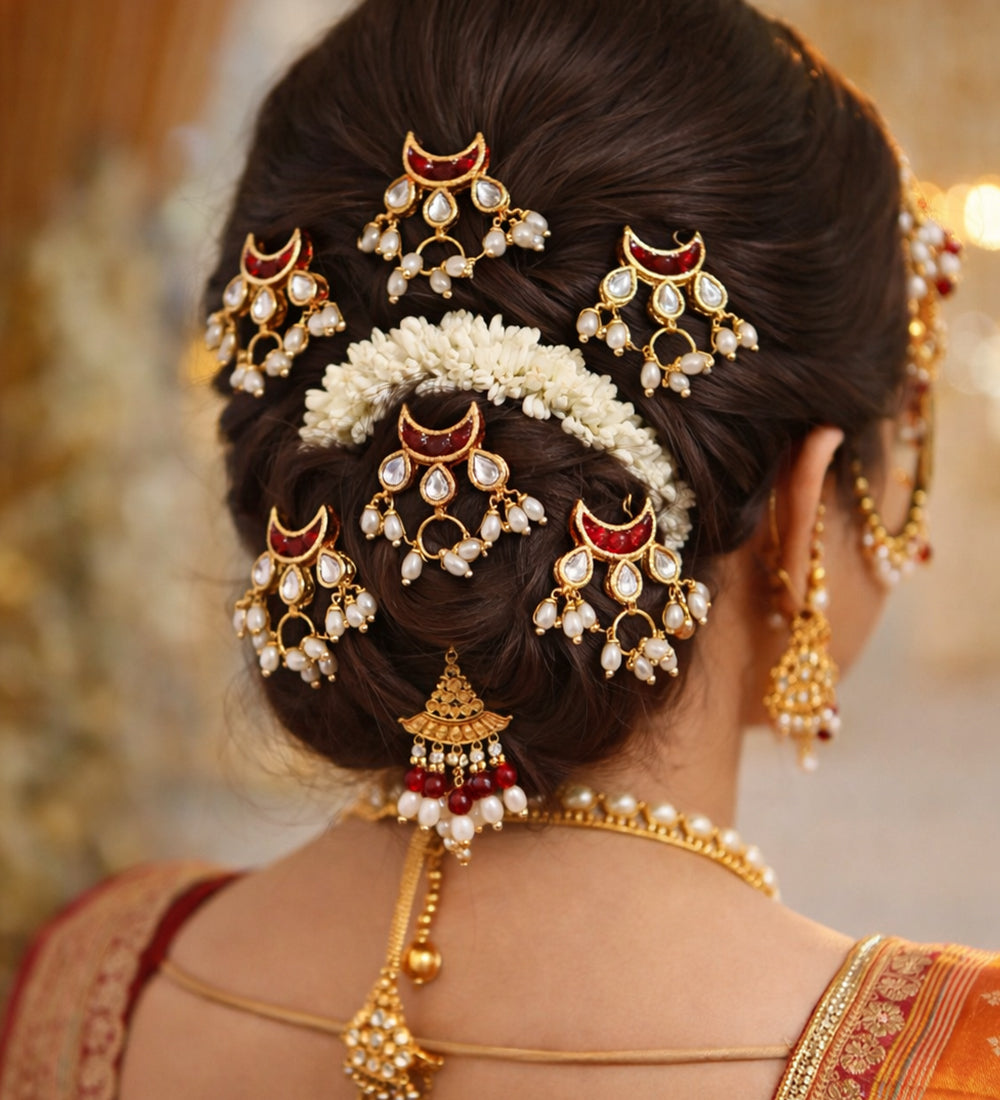 Kundan Moon Pearl Drop