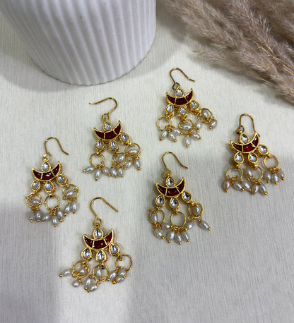 Kundan Moon Pearl Drop