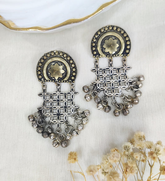 Dual Tone Dangle Earrings