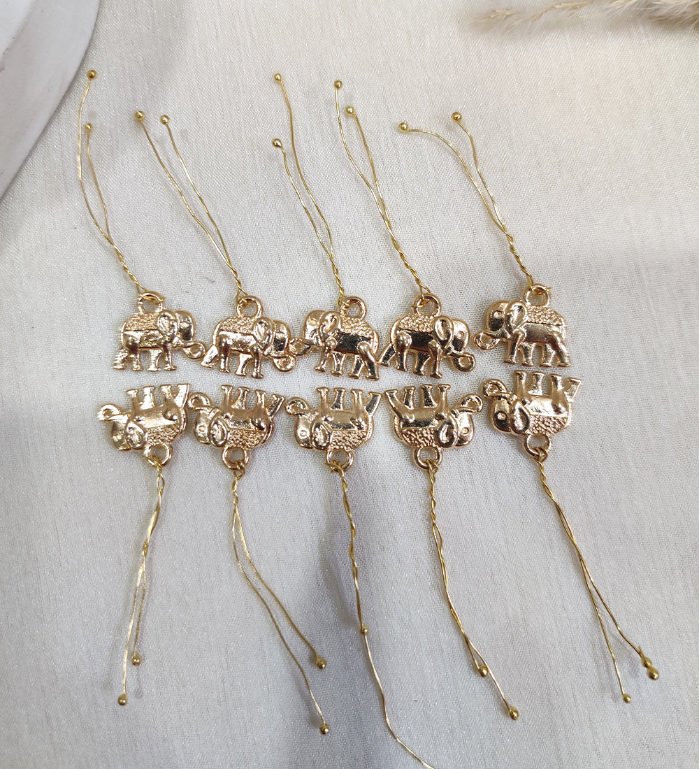 Golden Elephant Hair Accessory Charm