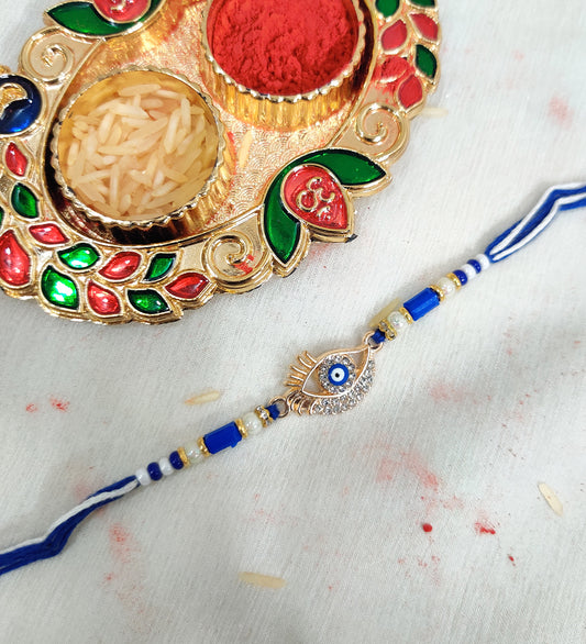 Stone Stud Evil Eye Thread Rakhi