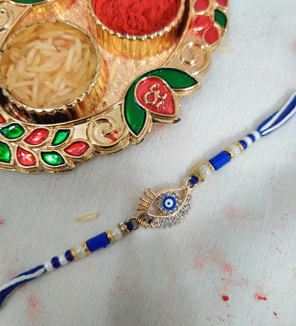 Stone Stud Evil Eye Thread Rakhi