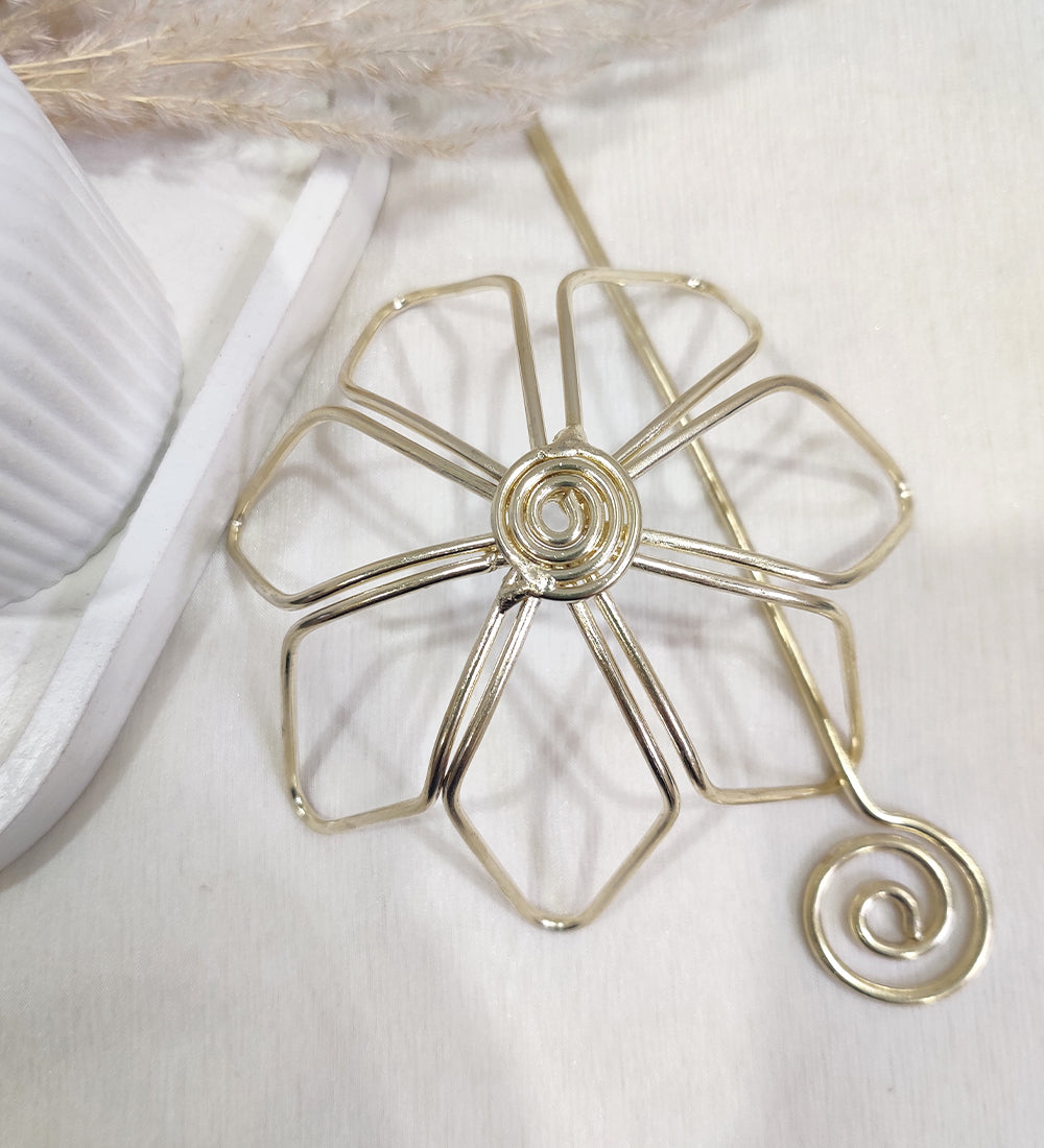 Gold Floral Metal Hair Bun Holder
