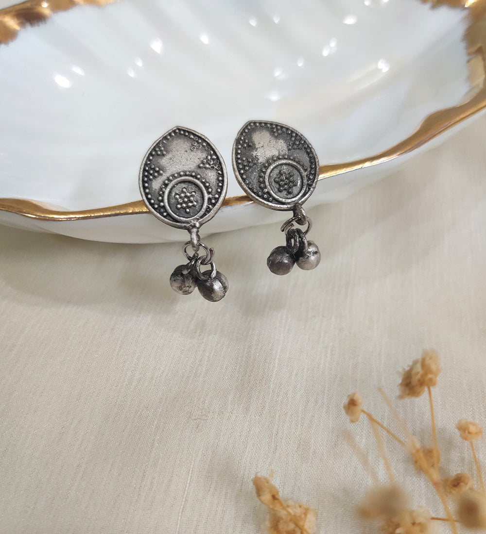 Oxidised Leaf Minimal Stud Earrings