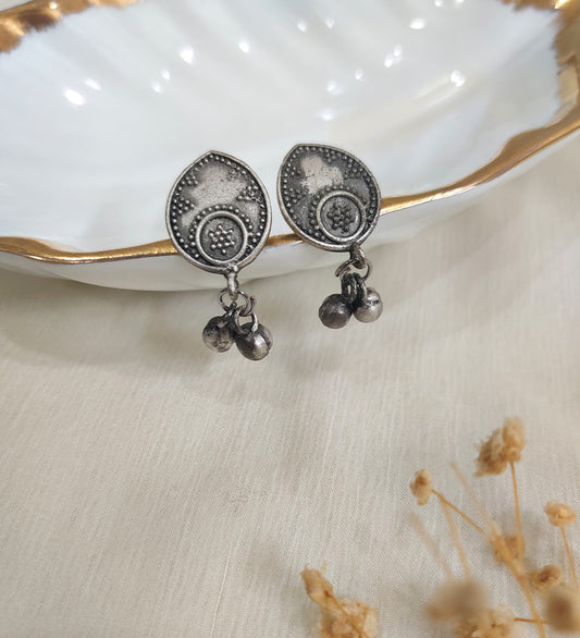 Oxidised Leaf Minimal Stud Earrings