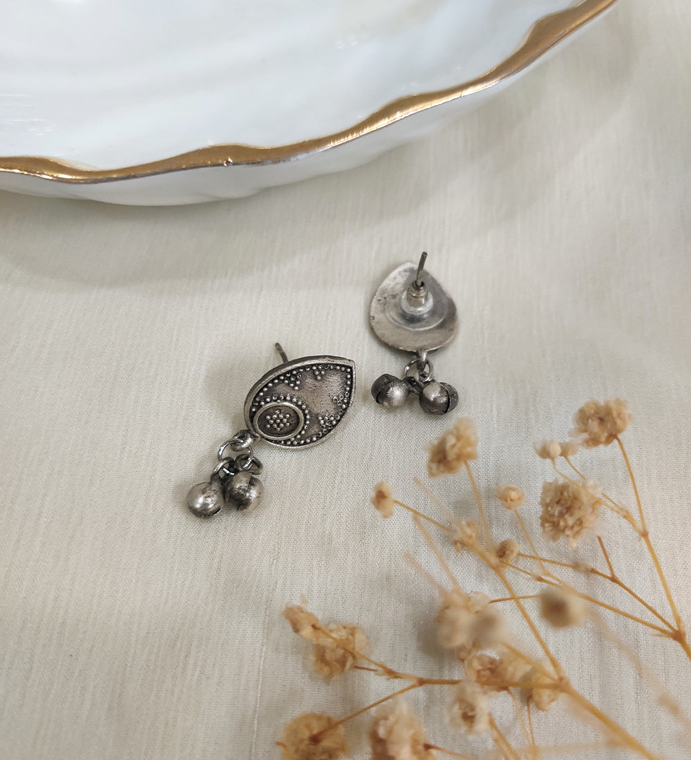 Oxidised Leaf Minimal Stud Earrings