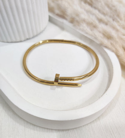 Sleek Stainless Steel Nail Bracelet
